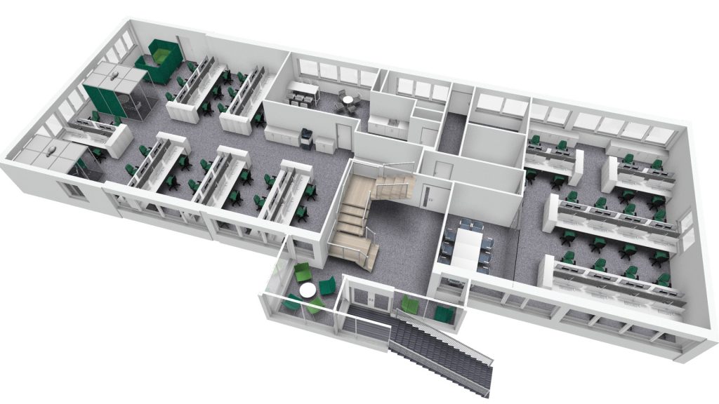 NHS office layout design 3D visual