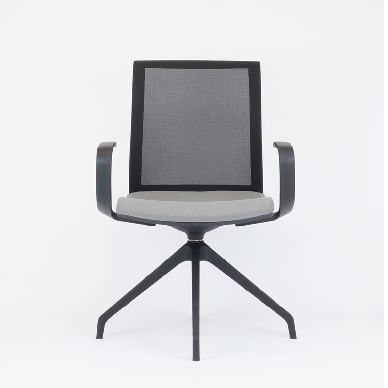 Prague mesh back meeting chair with armrests, front