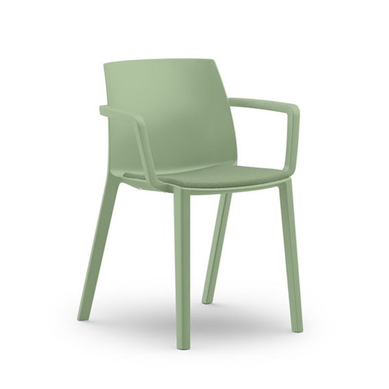 Palermo meeting chair with integrated armrests and seat pad, green