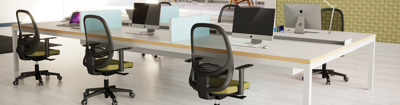 Verona task chairs at bench desk in office