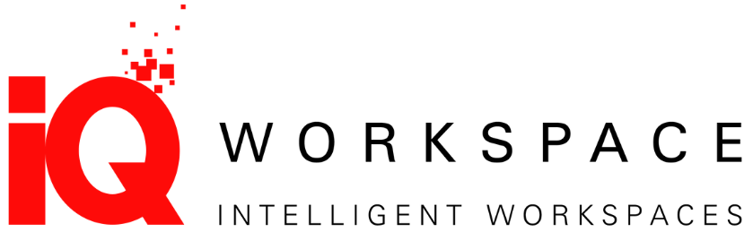 iq workspace logo black and red intelligent workspaces