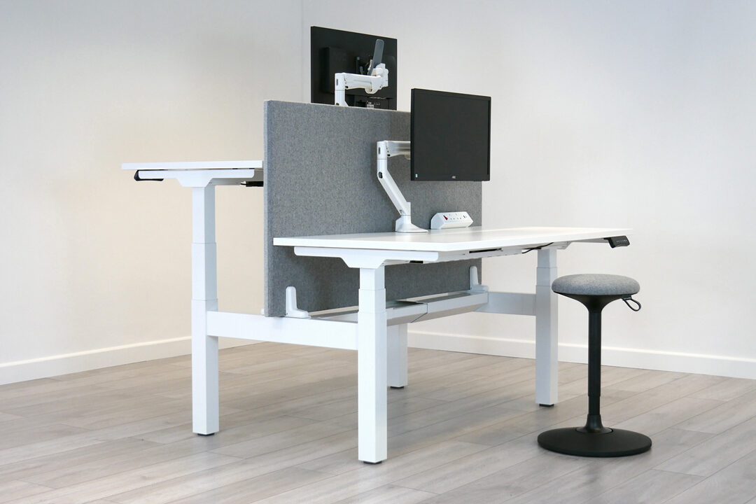 An image of a standing desk in white
