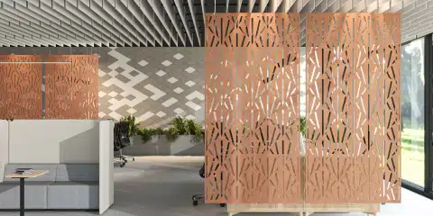 Brown and grey acoustic wall artworks partitions.