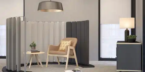 Brown and grey acoustic artworks panels.