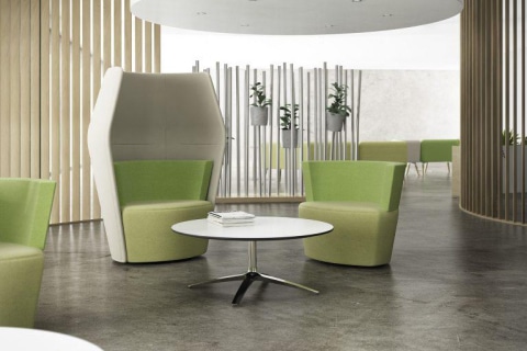 Two agile sofa parts are used for modern workspaces.