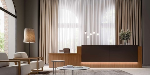 Narbutas modern reception desk in white melamine