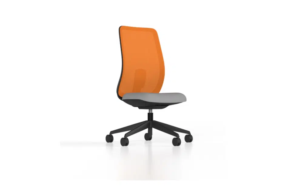 Black and orange office task chair.