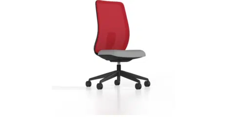 Red and grey office task chair.