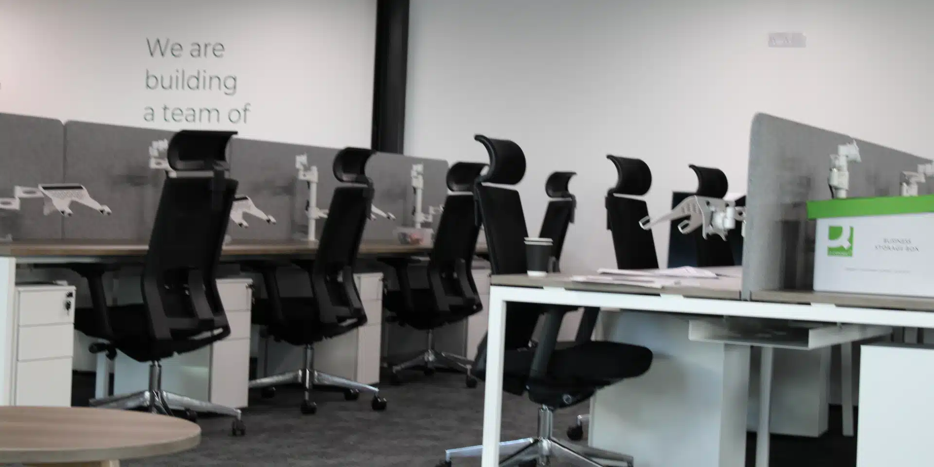 An office room with office chairs.