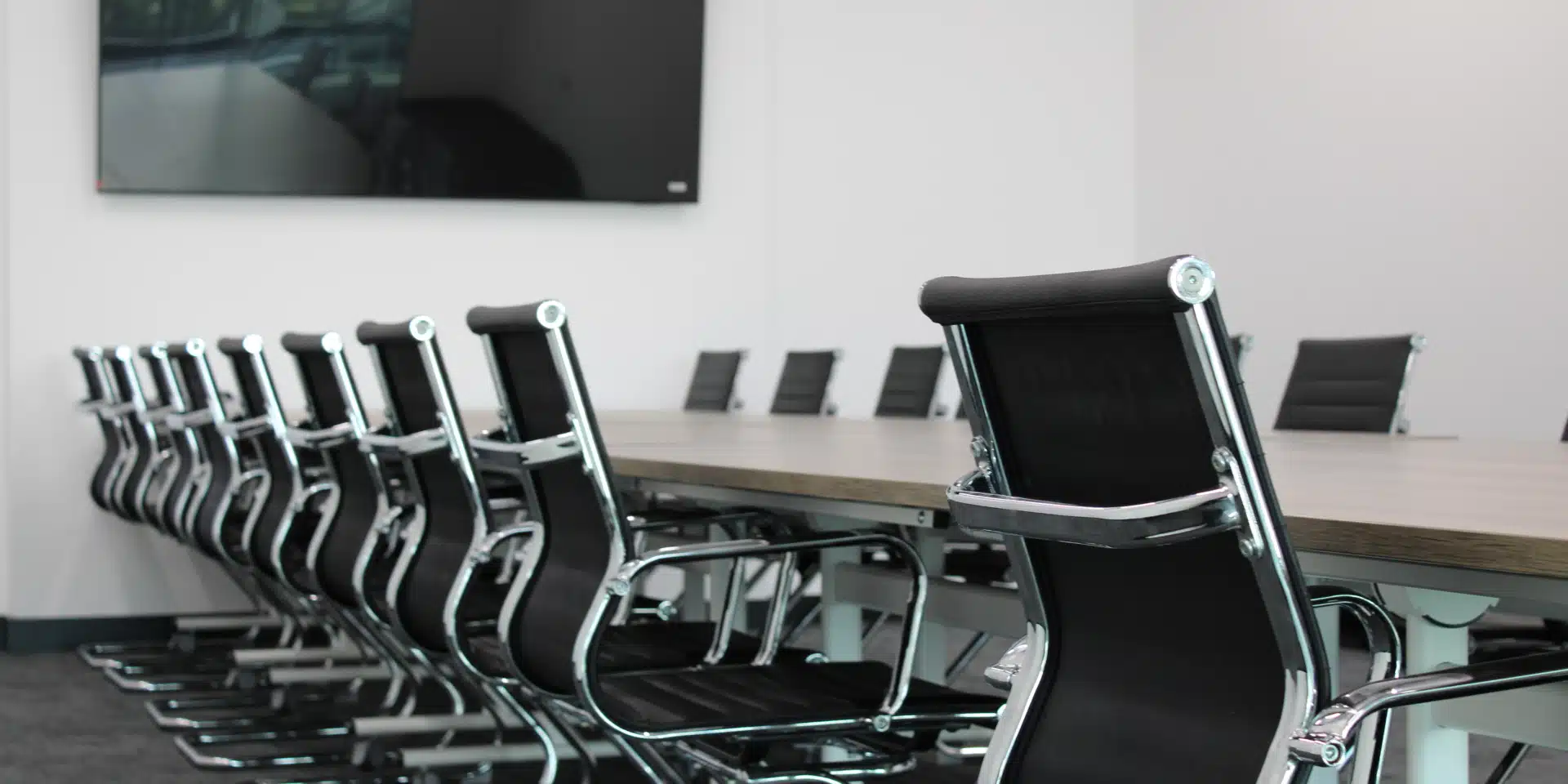Boardroom with office chairs.