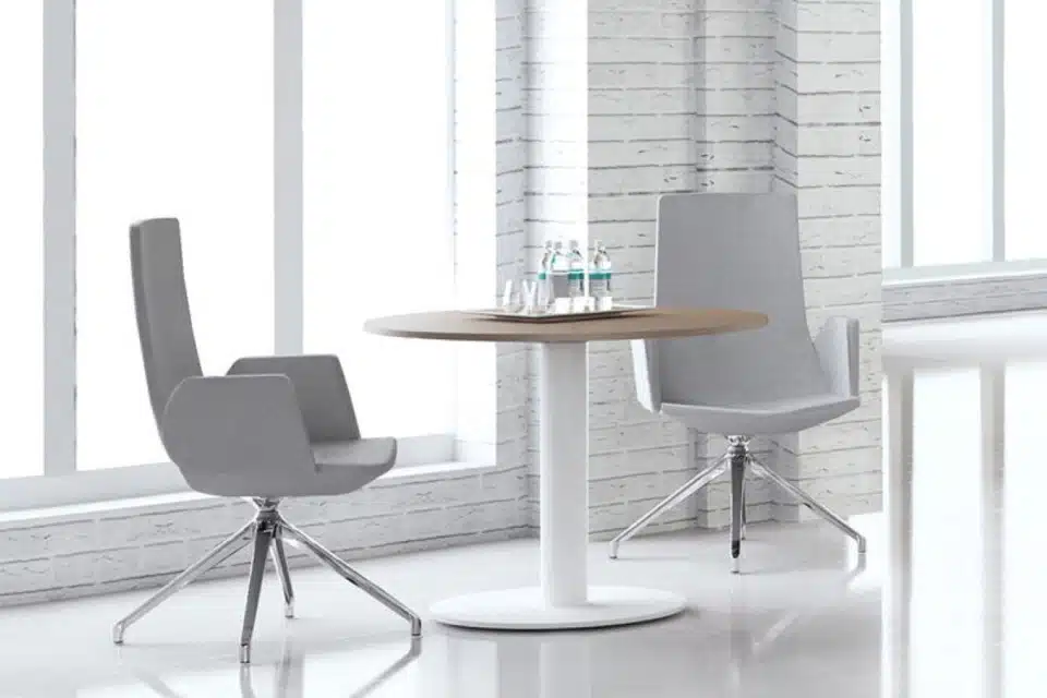 An occasion meeting table with two chairs.