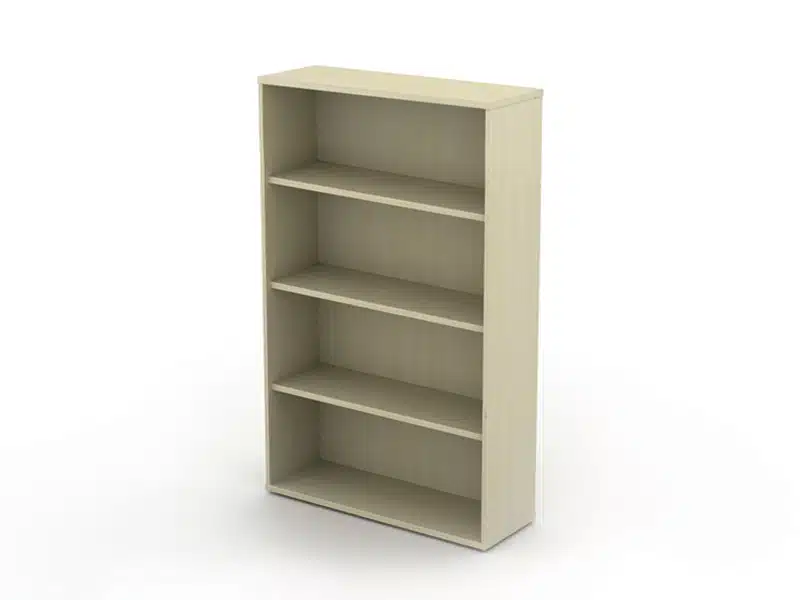 Wooden style office storage open cupboard.