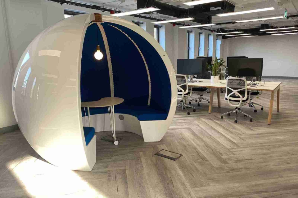 Elevate your workspace with sleek, open acoustic design.