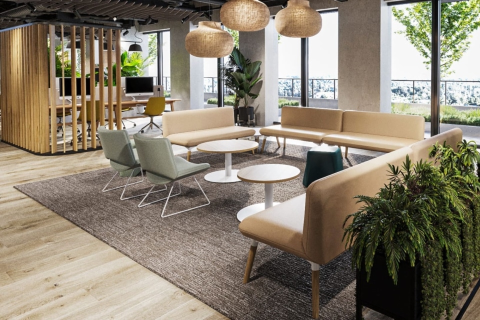 Cream Modular Sofa System in Modern, Spacious Lounge.
