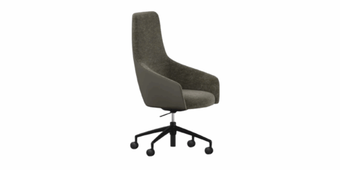 UMA High Back Executive Swivel Chair with two-tone upholstery in olive green fabric and grey leather.