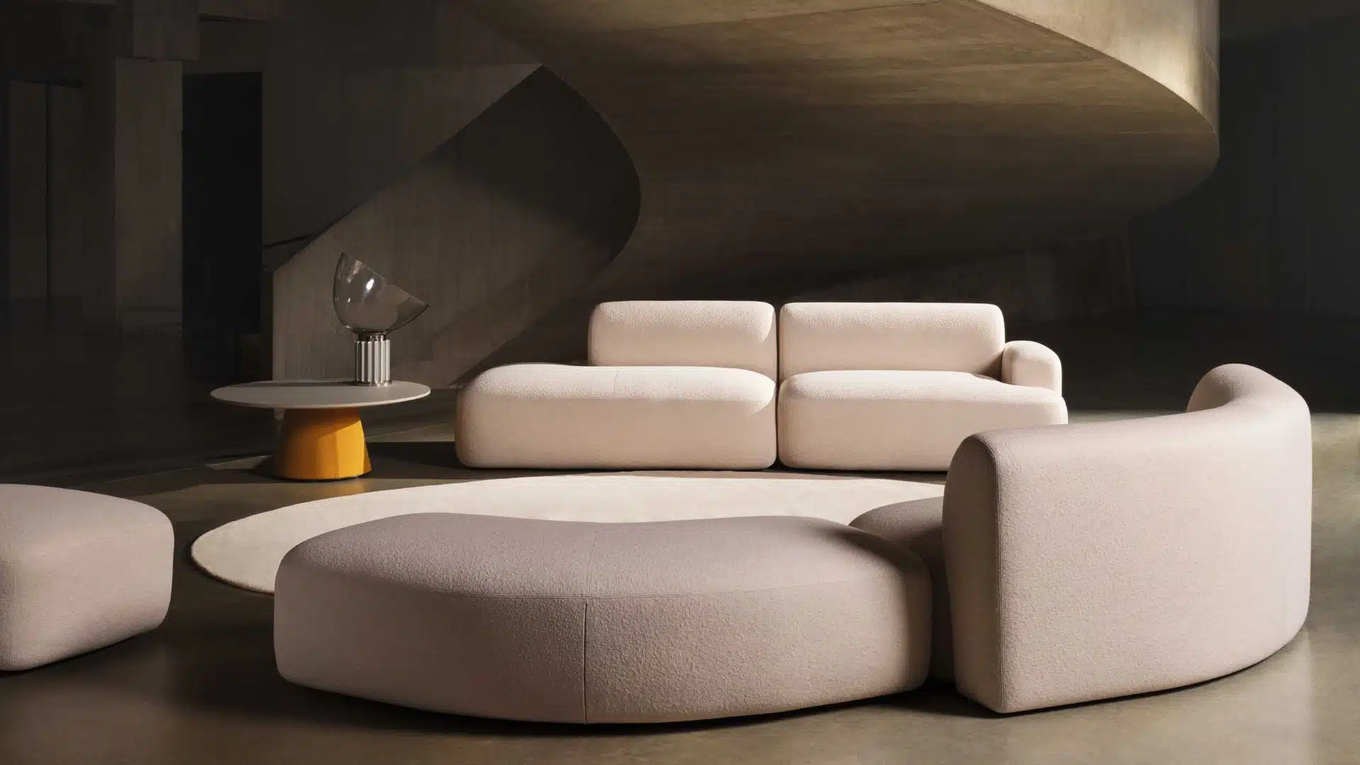Modular Furniture in Concrete Architectural Space.