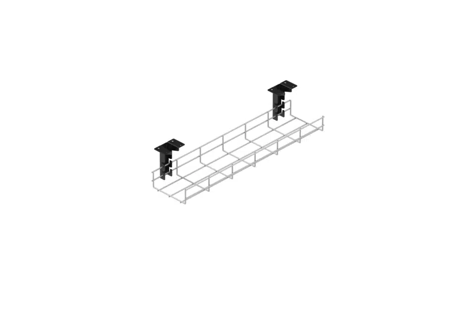 Galvanised steel wire cable management basket.