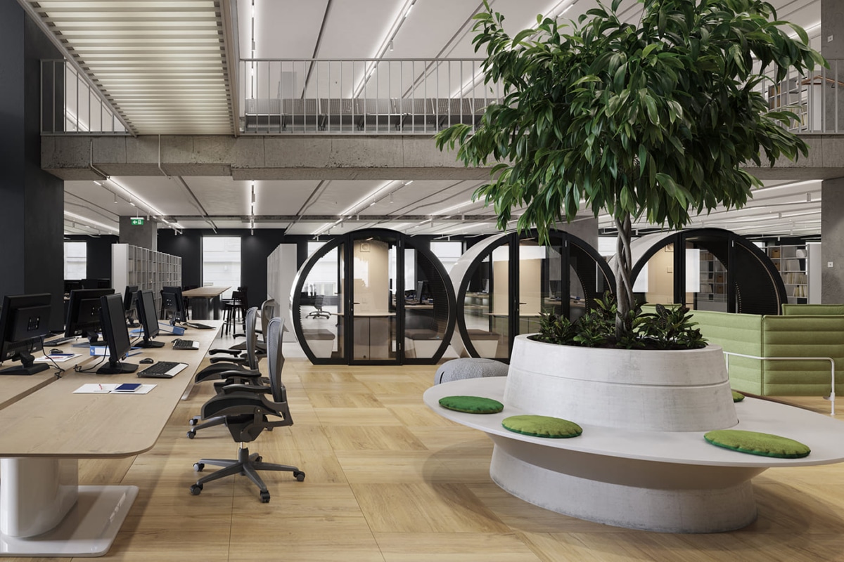 Modular acoustic meeting pod by The Meeting Pod Company, featuring soundproof panels, comfortable seating, integrated lighting, and a modern design.