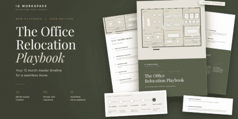iQ Office Relocation Playbook 2026, showcasing a modern digital guide for commercial workplace moves and office transitions.